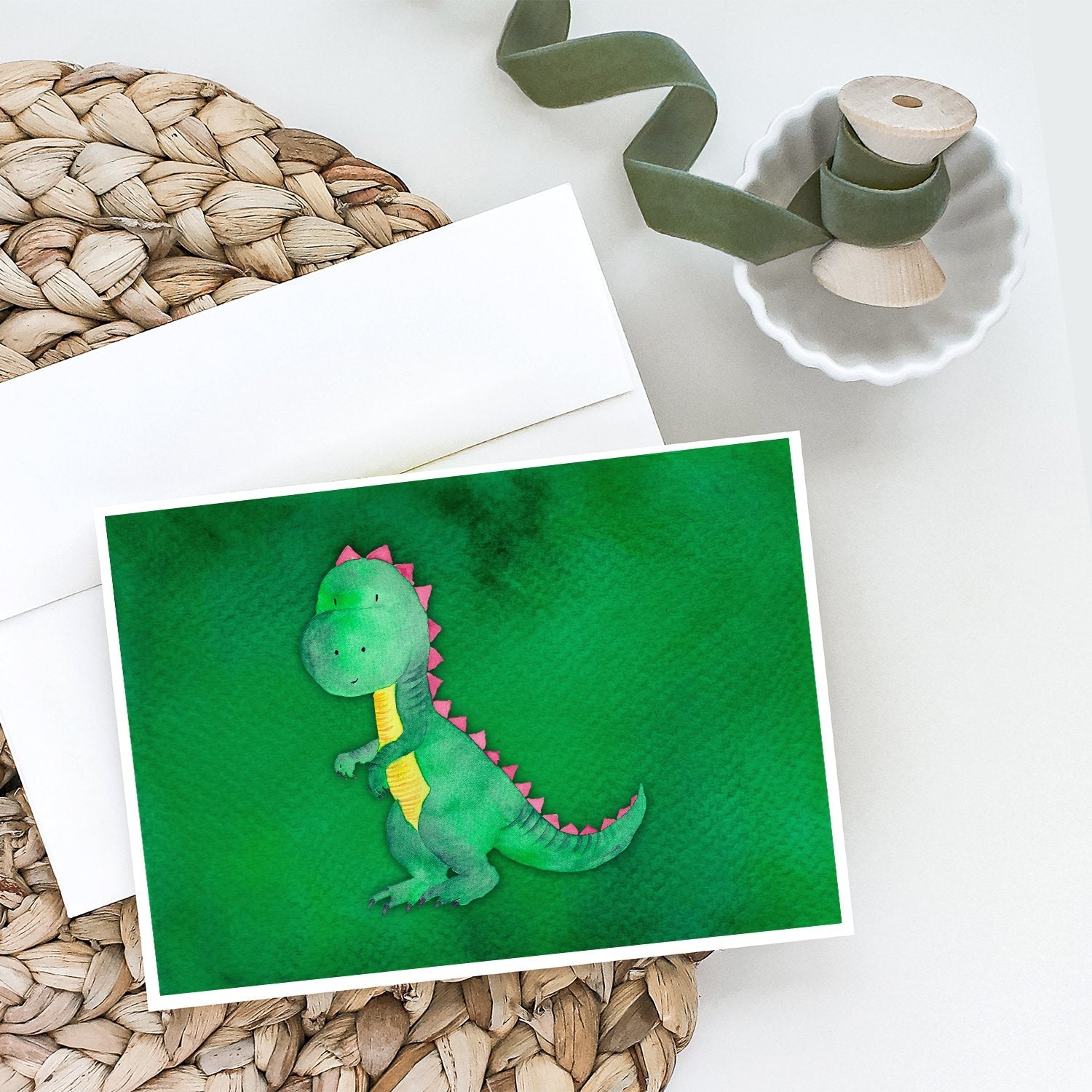Tyrannosaurus Rex Watercolor Greeting Cards Pack of 8 Blank Cards with Envelopes Whimsical A7 Size 5x7