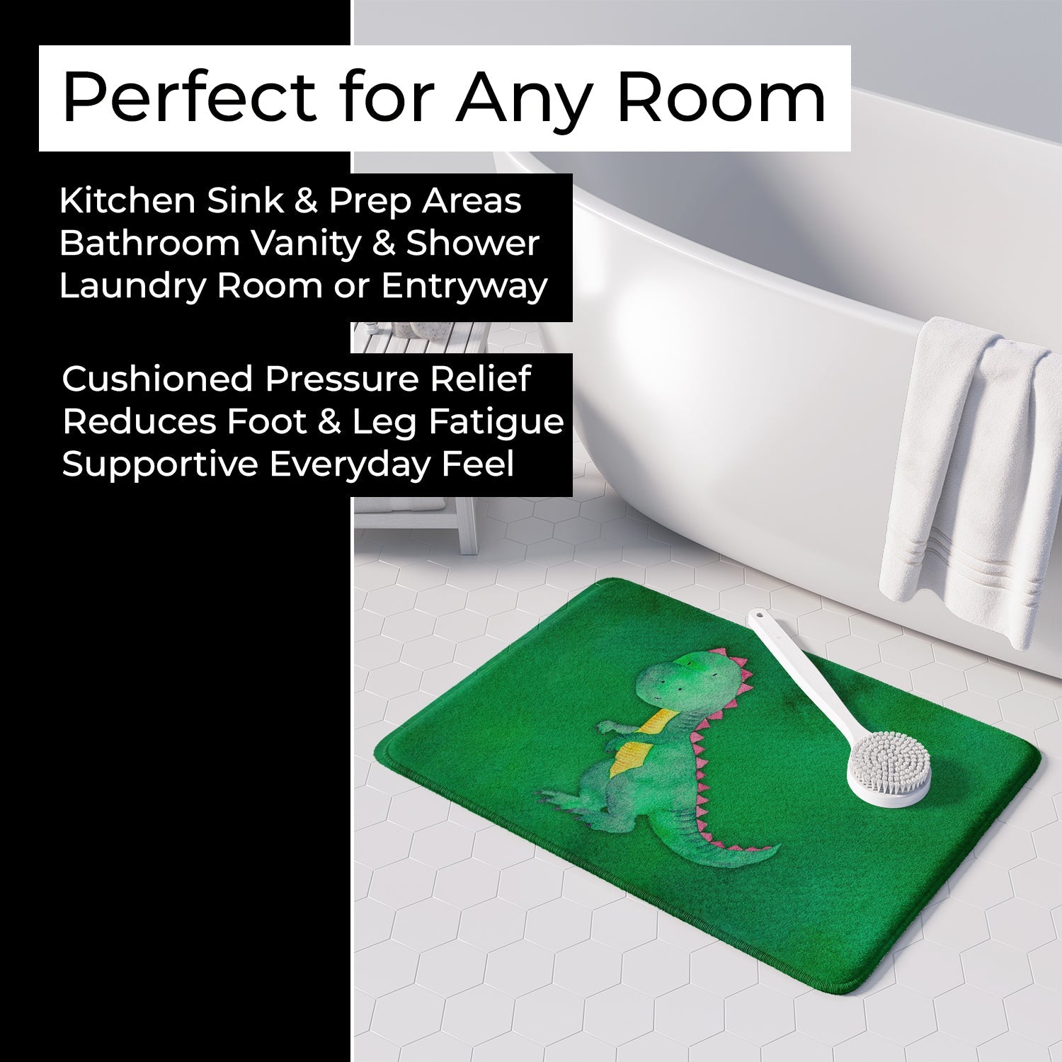 Tyrannosaurus Rex Watercolor Memory Foam Kitchen Mat Machine Washable Anti-Fatigue Cushion Comfort Bath or Kitchen Rug