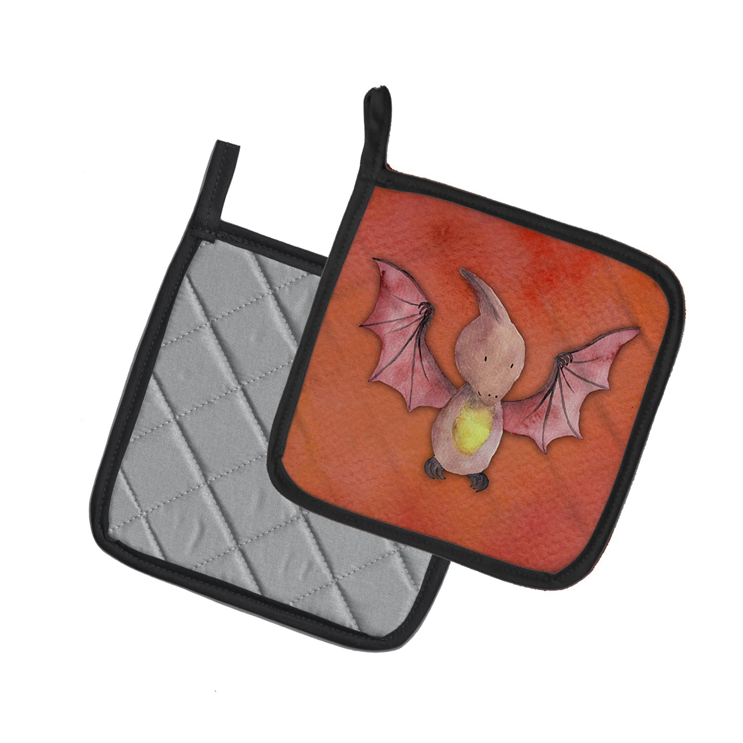 Pterodactyl Watercolor Pot Holder Set of 2 Heat Resistant Quilted Hot Pads 7.5 x 7.5 Inch, Insulated Kitchen Trivets for Cooking & Baking