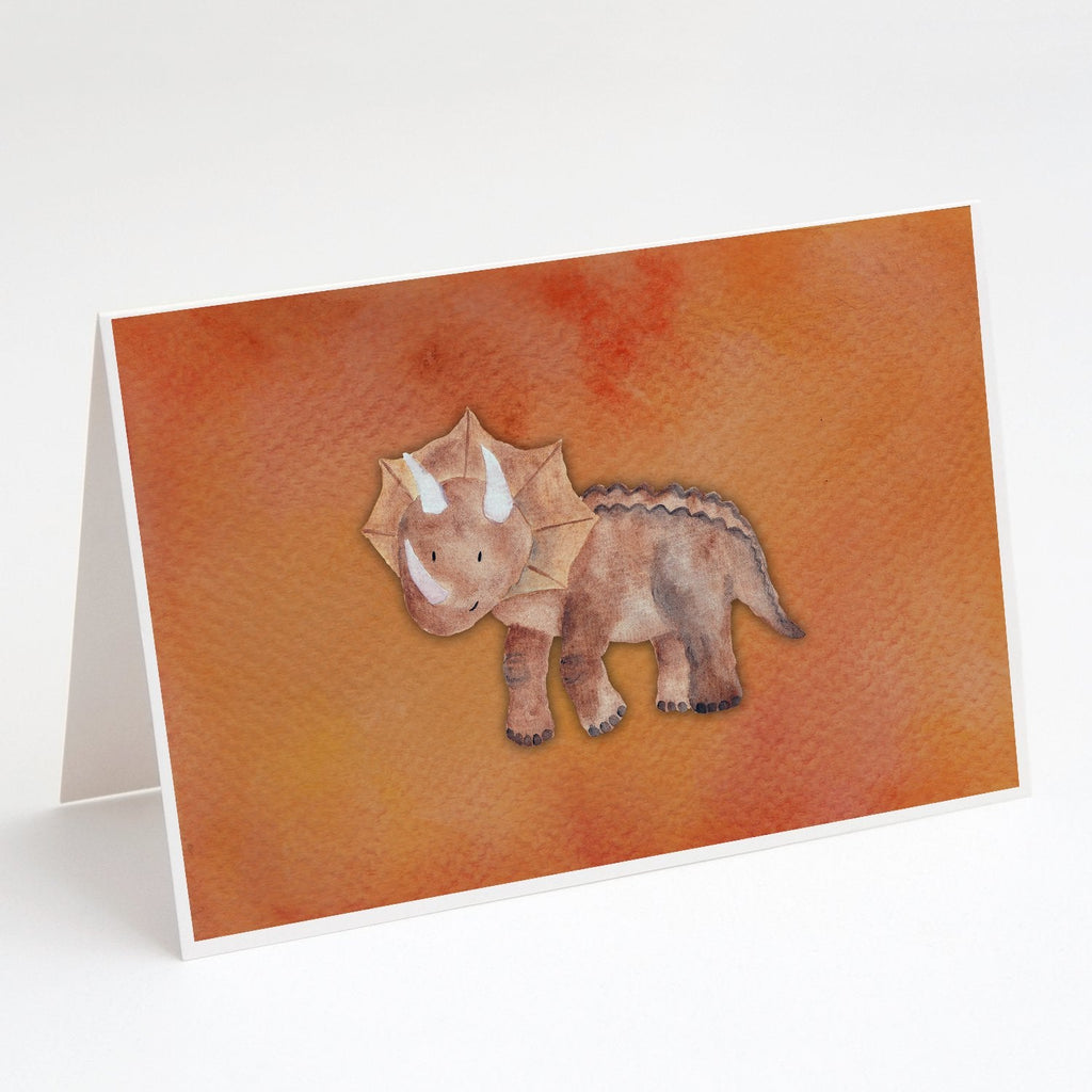 Triceratops Watercolor Greeting Cards Pack of 8 Blank Cards with Envelopes Whimsical A7 Size 5x7