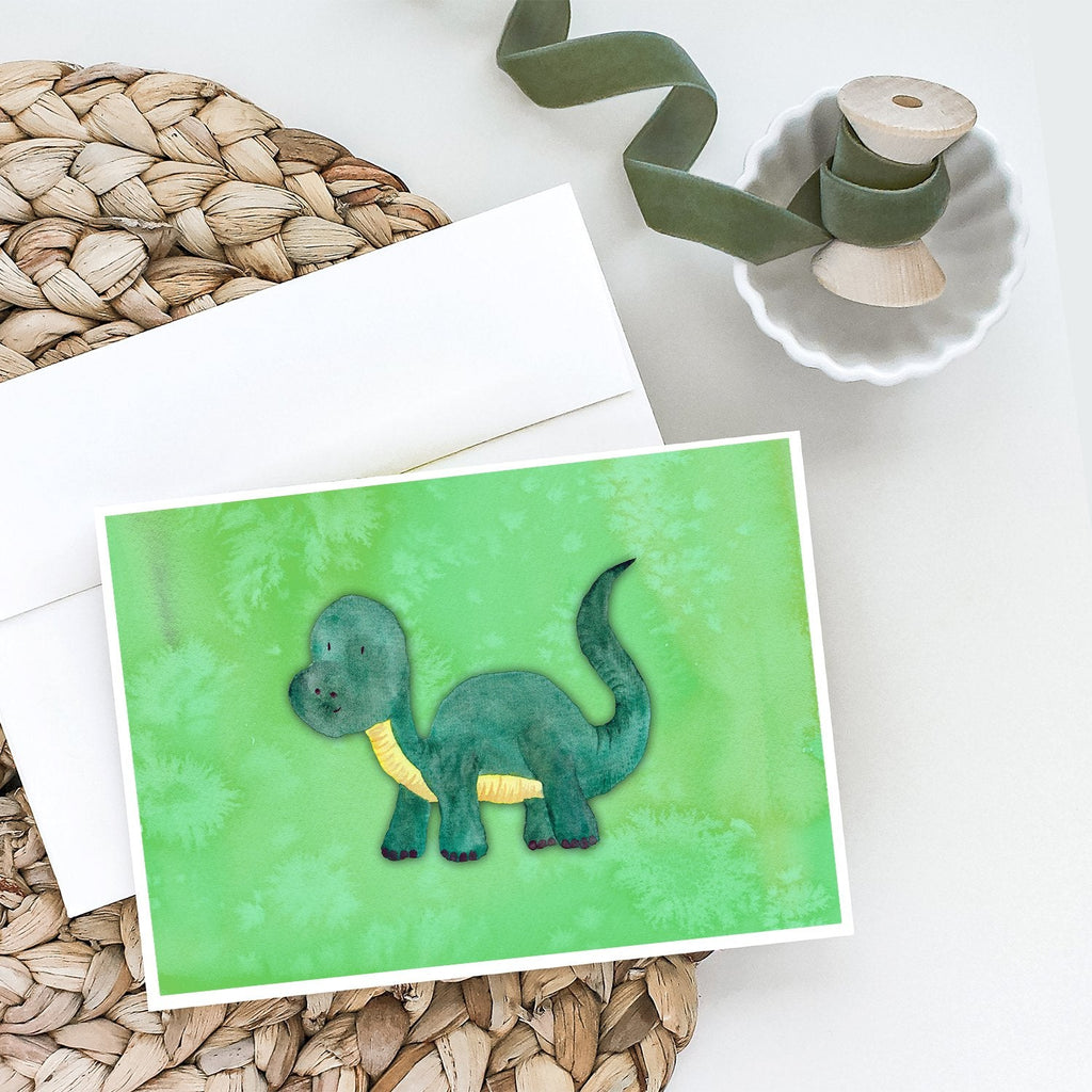 Brontosaurus Watercolor Greeting Cards Pack of 8 Blank Cards with Envelopes Whimsical A7 Size 5x7