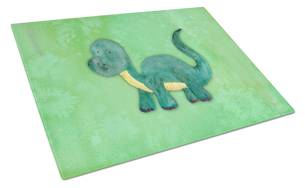 Brontosaurus Watercolor Cutting Board Tempered Glass Kitchen Cutting Surface, Heat Resistant Chopping, Non-Slip Feet, Food Prep & Serving