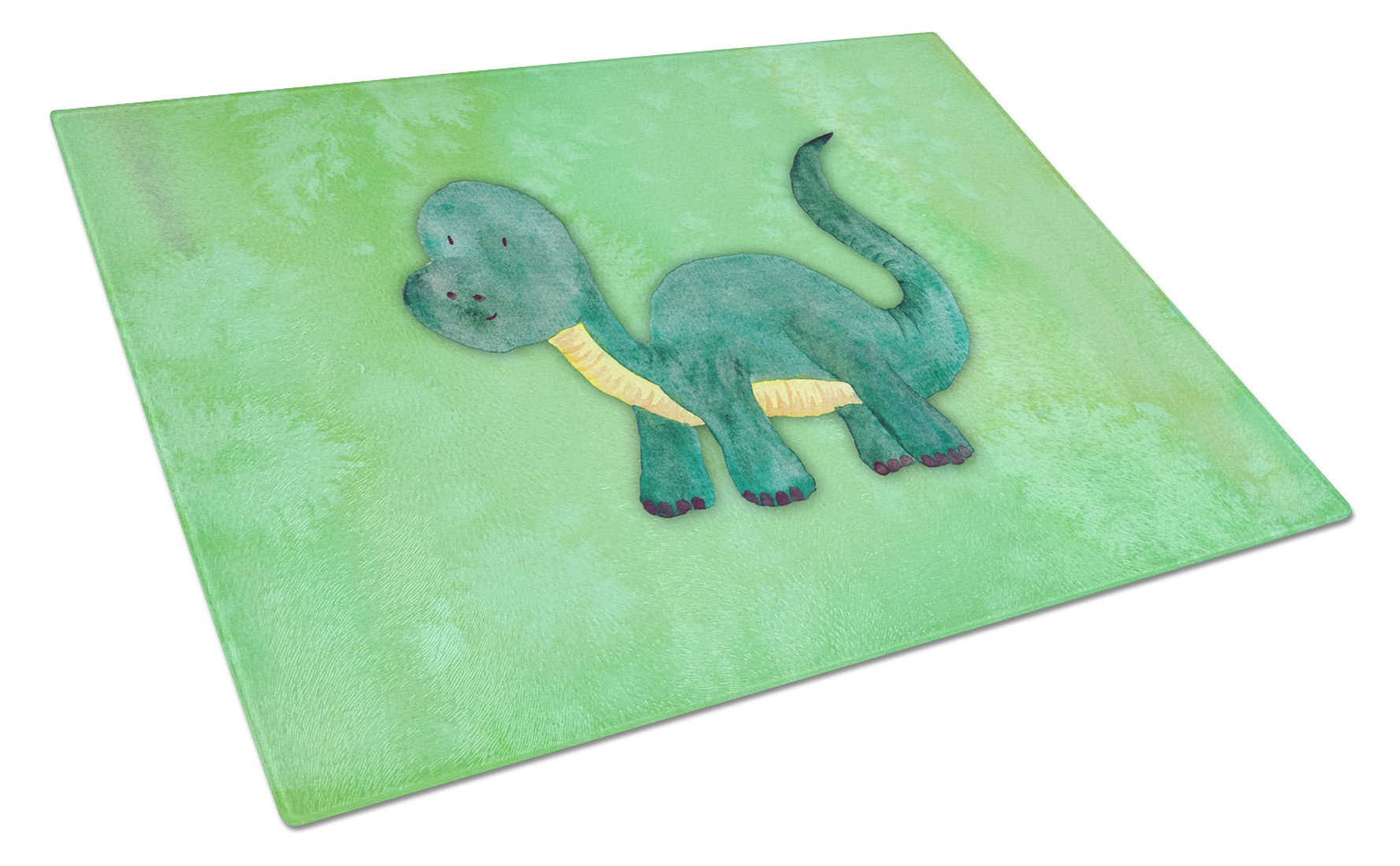Brontosaurus Watercolor Cutting Board Tempered Glass Kitchen Cutting Surface, Heat Resistant Chopping, Non-Slip Feet, Food Prep & Serving