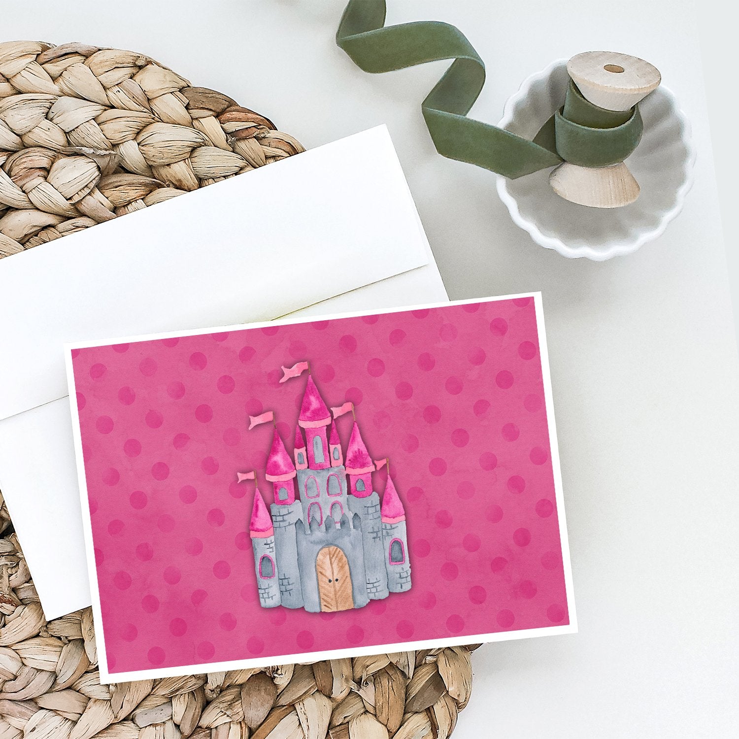 Princess Castle Watercolor Greeting Cards Pack of 8 Blank Cards with Envelopes Whimsical A7 Size 5x7