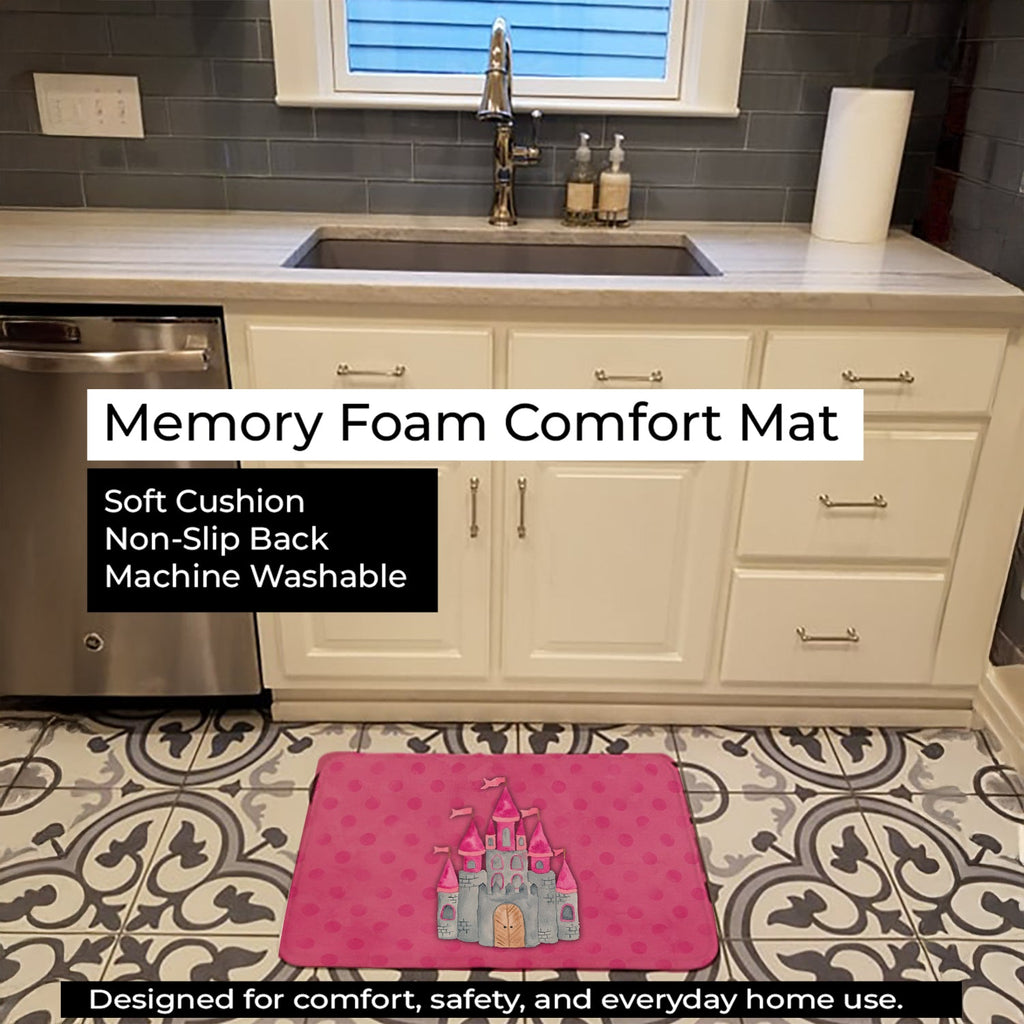 Princess Castle Watercolor Memory Foam Kitchen Mat Machine Washable Anti-Fatigue Cushion Comfort Bath or Kitchen Rug