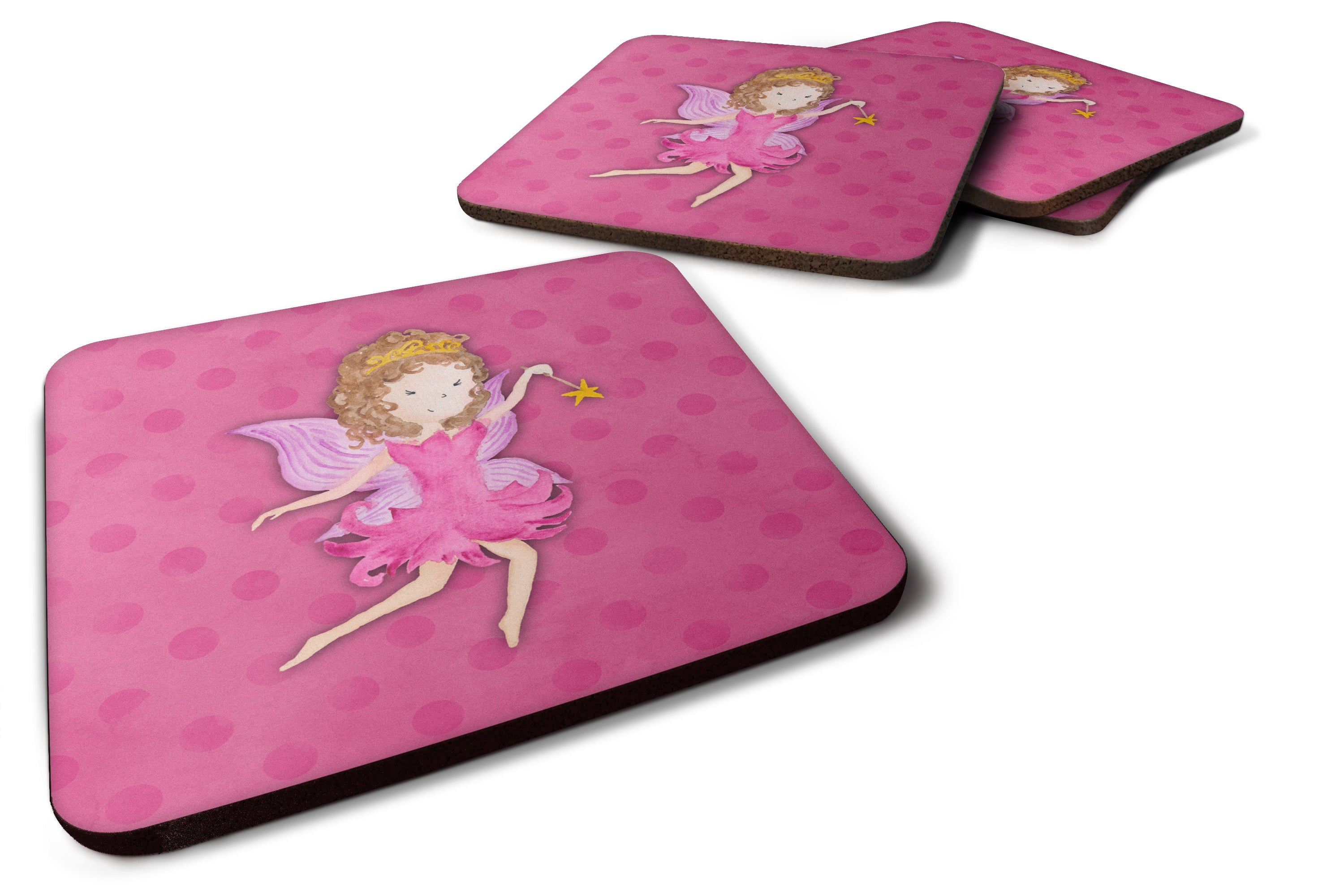 Fairy Princess Watercolor Foam Coasters Set of 4 Cup Coasters for Indoor Outdoor, Tabletop Protection, Anti Slip, Mouse pad Material