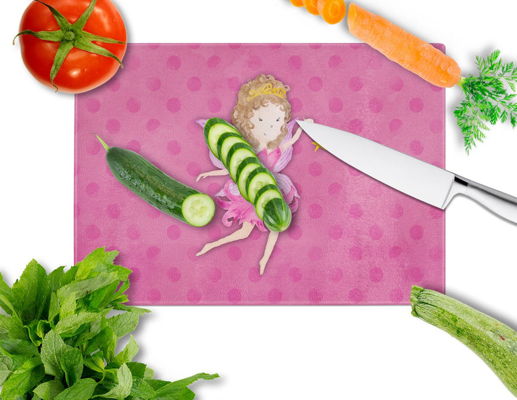 Fairy Princess Watercolor Cutting Board Tempered Glass Kitchen Cutting Surface, Heat Resistant Chopping, Non-Slip Feet, Food Prep & Serving