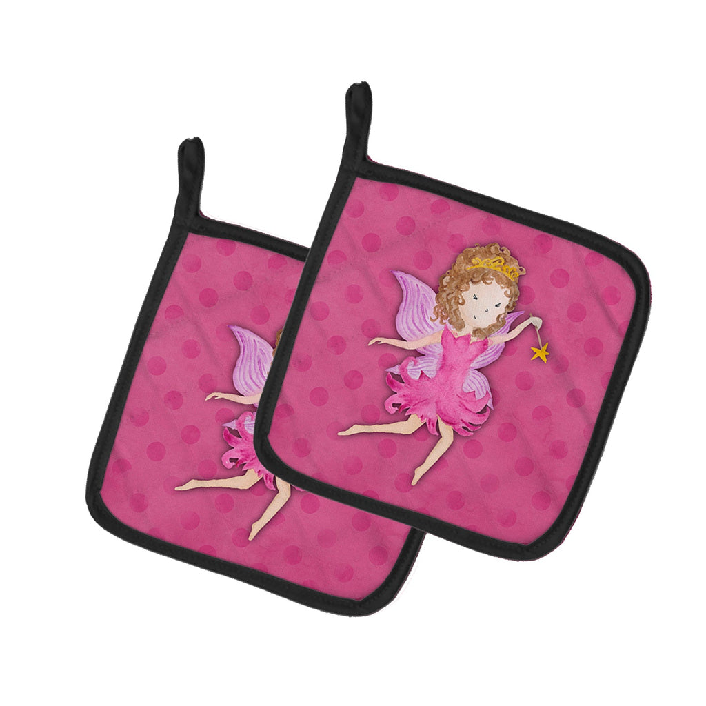 Fairy Princess Watercolor Pot Holder Set of 2 Heat Resistant Quilted Hot Pads 7.5 x 7.5 Inch, Insulated Kitchen Trivets for Cooking & Baking