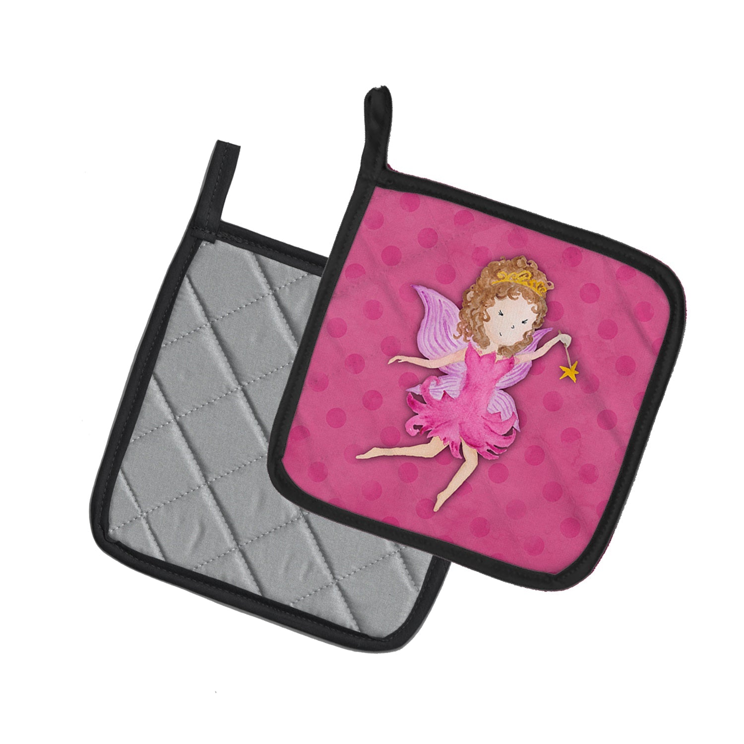 Fairy Princess Watercolor Pot Holder Set of 2 Heat Resistant Quilted Hot Pads 7.5 x 7.5 Inch, Insulated Kitchen Trivets for Cooking & Baking