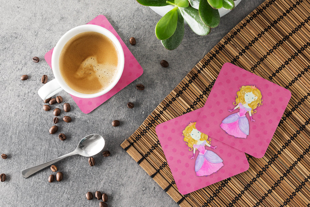 Princess Watercolor Foam Coasters Set of 4 Cup Coasters for Indoor Outdoor, Tabletop Protection, Anti Slip, Mouse pad Material