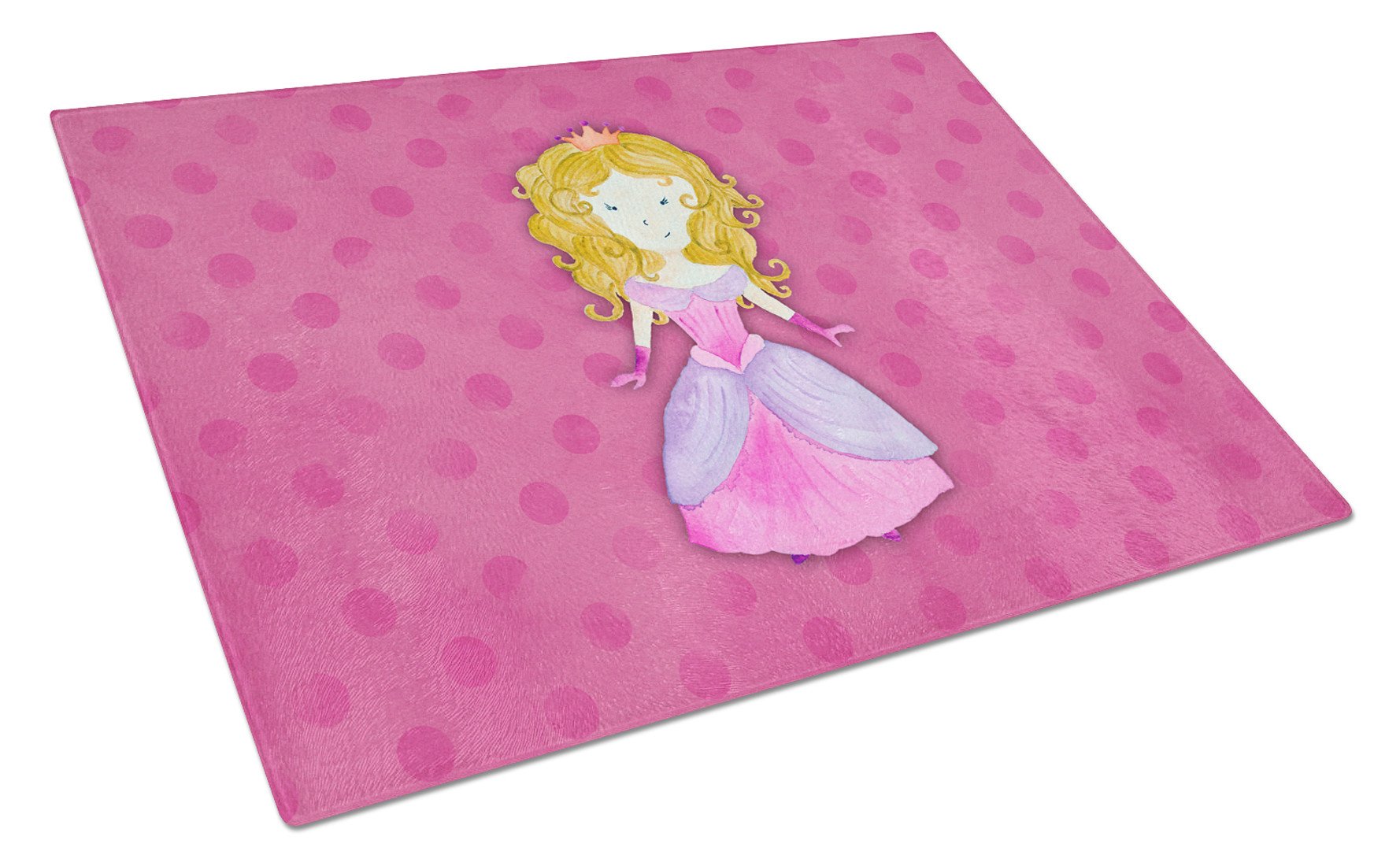 Princess Watercolor Cutting Board Tempered Glass Kitchen Cutting Surface, Heat Resistant Chopping, Non-Slip Feet, Food Prep & Serving