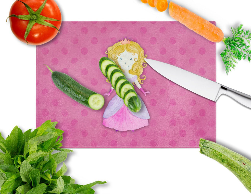 Princess Watercolor Cutting Board Tempered Glass Kitchen Cutting Surface, Heat Resistant Chopping, Non-Slip Feet, Food Prep & Serving
