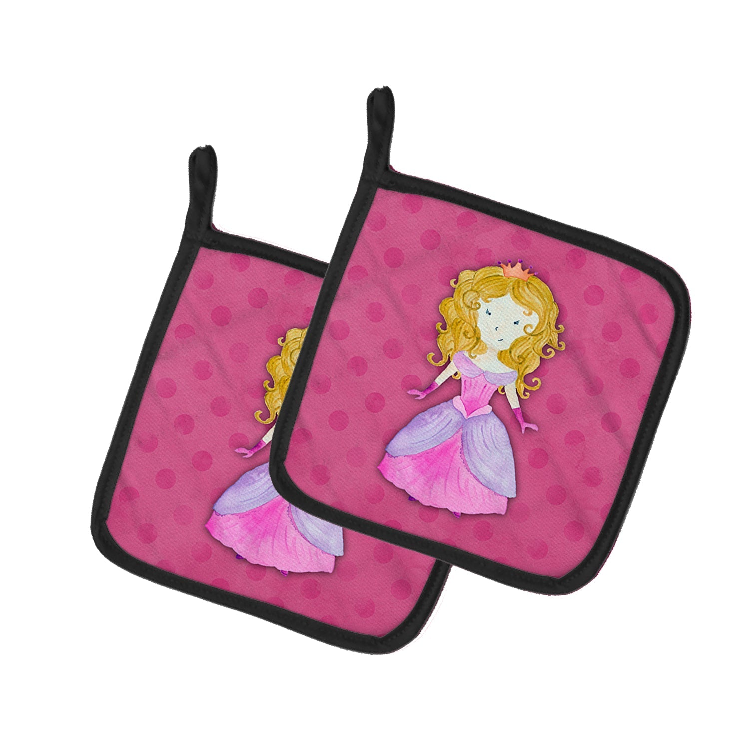 Princess Watercolor Pot Holder Set of 2 Heat Resistant Quilted Hot Pads 7.5 x 7.5 Inch, Insulated Kitchen Trivets for Cooking & Baking