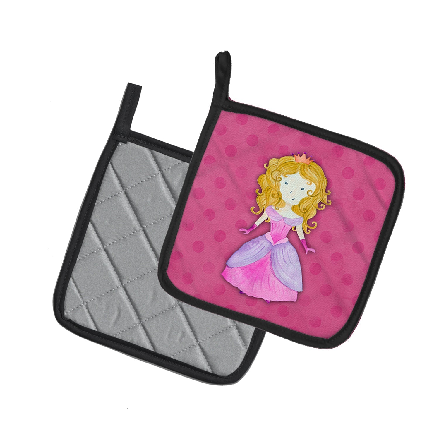 Princess Watercolor Pot Holder Set of 2 Heat Resistant Quilted Hot Pads 7.5 x 7.5 Inch, Insulated Kitchen Trivets for Cooking & Baking