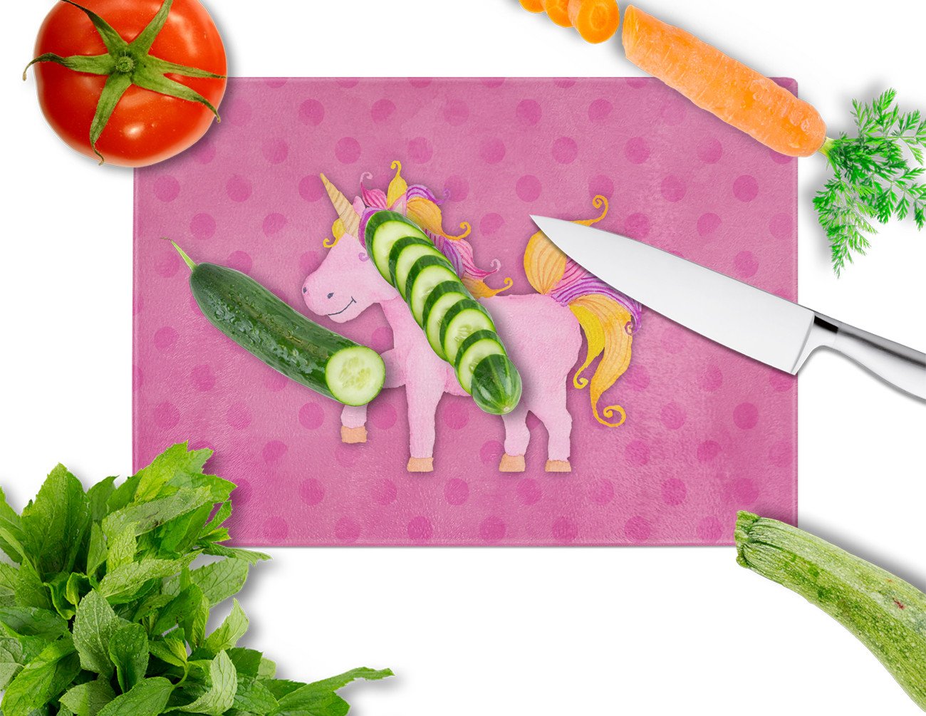 Unicorn Watercolor Cutting Board Tempered Glass Kitchen Cutting Surface, Heat Resistant Chopping, Non-Slip Feet, Food Prep & Serving