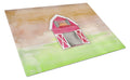 Barn Watercolor Cutting Board Tempered Glass Kitchen Cutting Surface, Heat Resistant Chopping, Non-Slip Feet, Food Prep & Serving