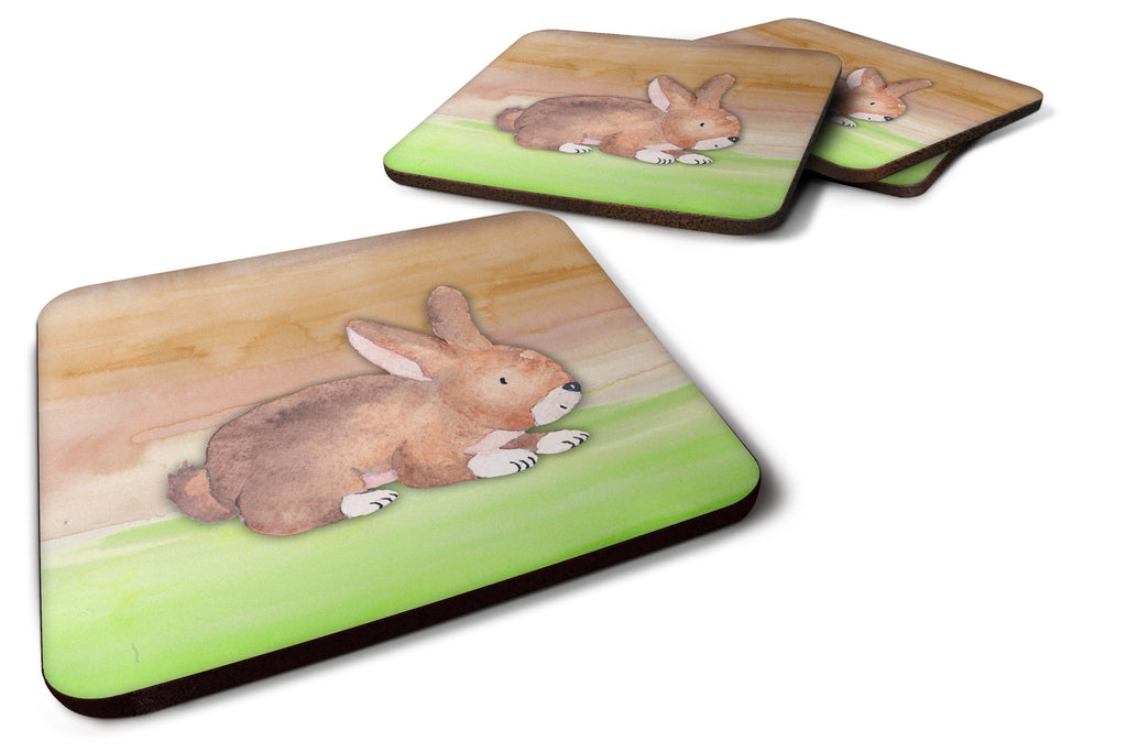 Rabbit Watercolor Foam Coasters Set of 4 Cup Coasters for Indoor Outdoor, Tabletop Protection, Anti Slip, Mouse pad Material