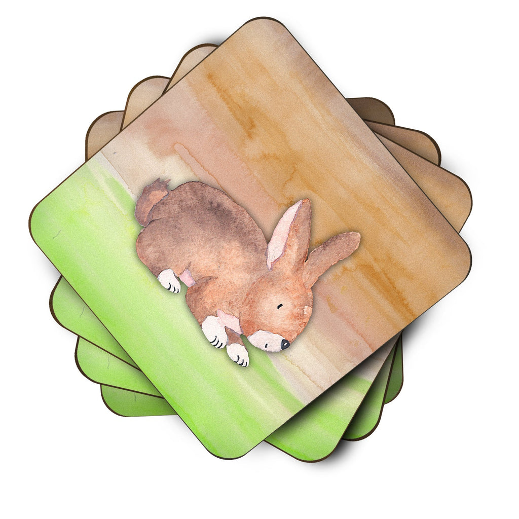 Rabbit Watercolor Foam Coasters Set of 4 Cup Coasters for Indoor Outdoor, Tabletop Protection, Anti Slip, Mouse pad Material