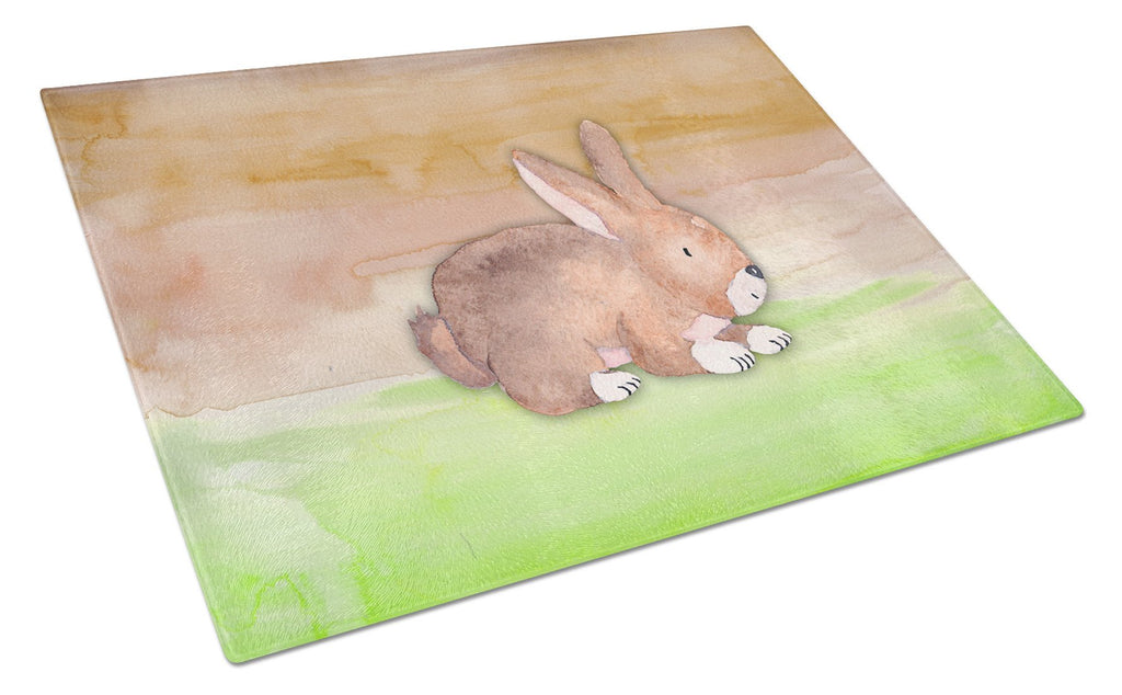 Rabbit Watercolor Cutting Board Tempered Glass Kitchen Cutting Surface, Heat Resistant Chopping, Non-Slip Feet, Food Prep & Serving