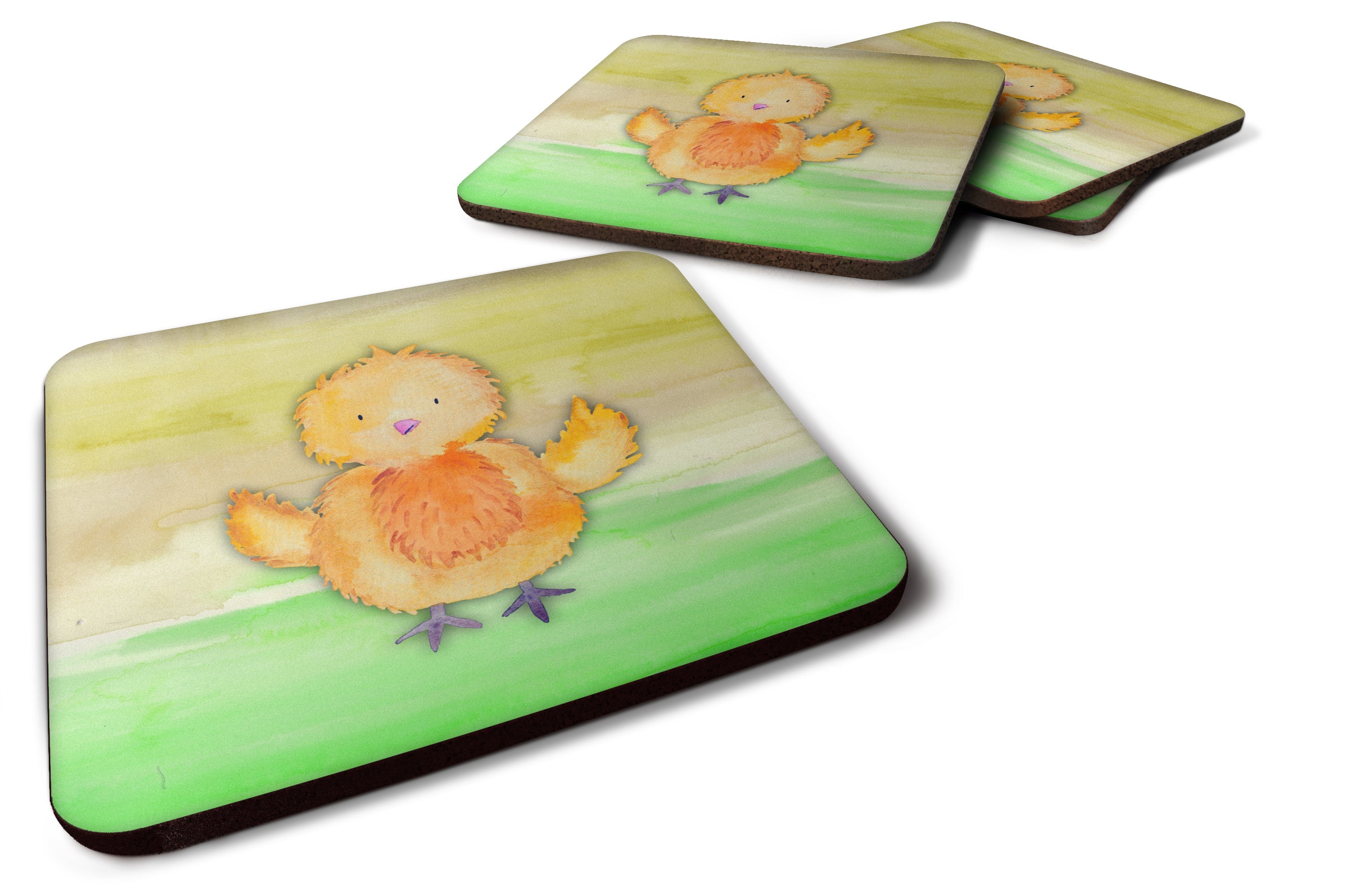 Chicken Watercolor Foam Coasters Set of 4 Cup Coasters for Indoor Outdoor, Tabletop Protection, Anti Slip, Mouse pad Material