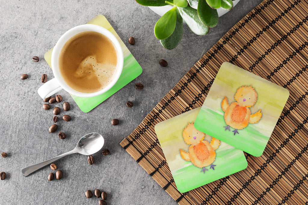 Chicken Watercolor Foam Coasters Set of 4 Cup Coasters for Indoor Outdoor, Tabletop Protection, Anti Slip, Mouse pad Material