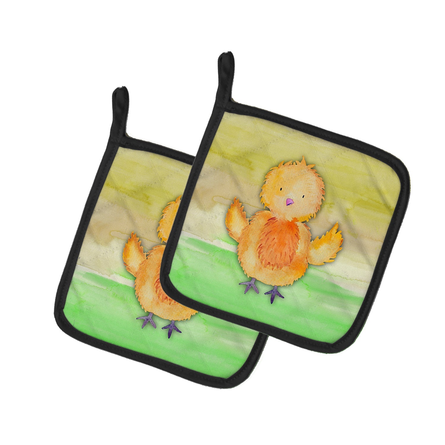 Chicken Watercolor Pot Holder Set of 2 Heat Resistant Quilted Hot Pads 7.5 x 7.5 Inch, Insulated Kitchen Trivets for Cooking & Baking