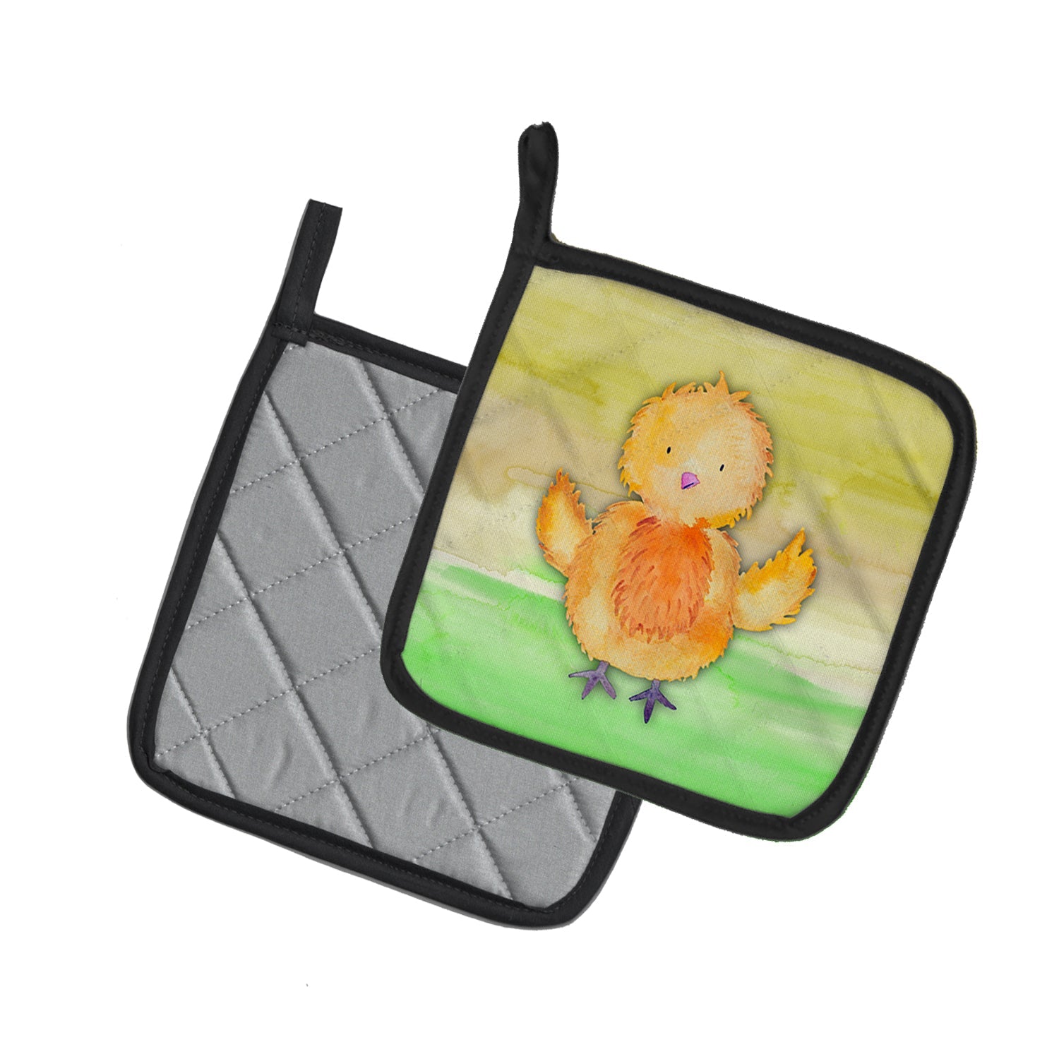 Chicken Watercolor Pot Holder Set of 2 Heat Resistant Quilted Hot Pads 7.5 x 7.5 Inch, Insulated Kitchen Trivets for Cooking & Baking