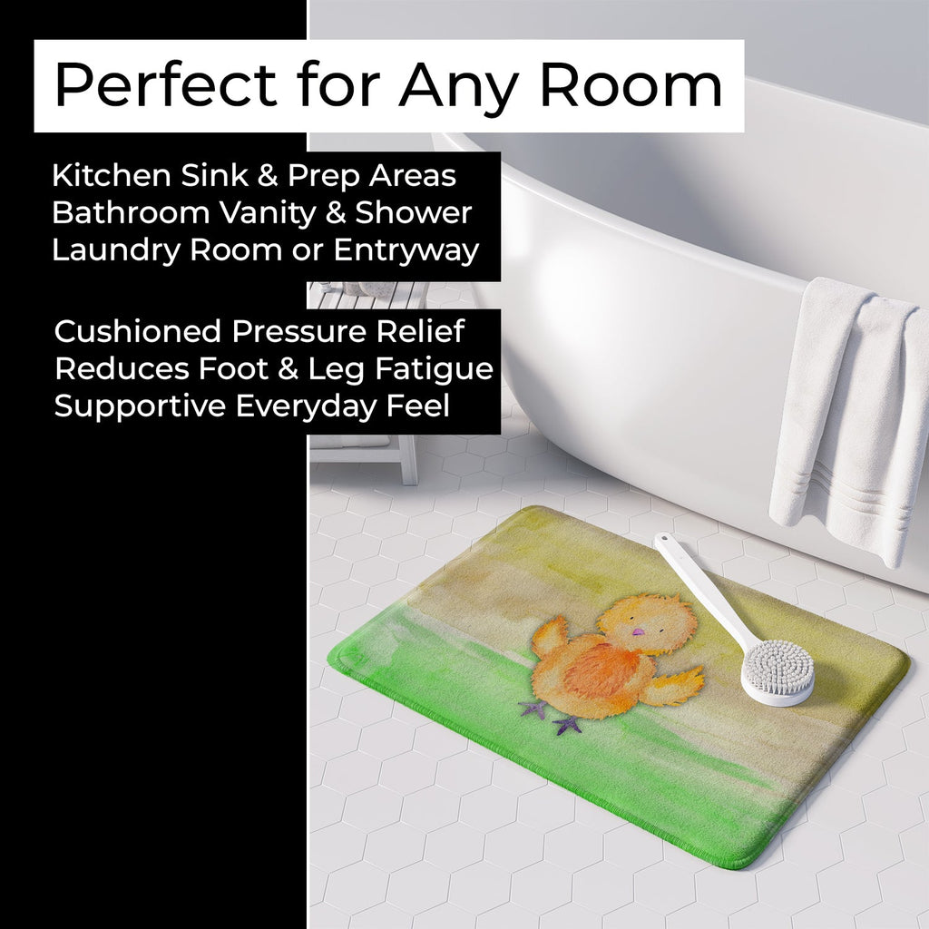 Chicken Watercolor Memory Foam Kitchen Mat Machine Washable Anti-Fatigue Cushion Comfort Bath or Kitchen Rug