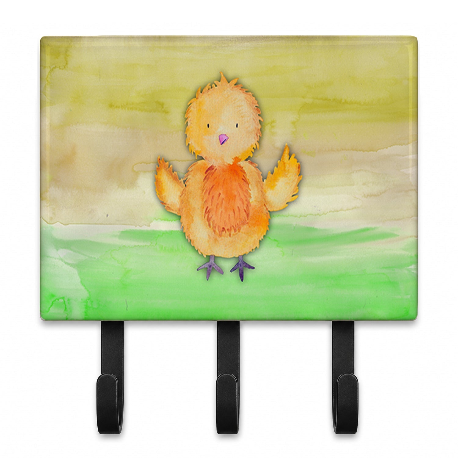Chicken Watercolor Leash or Key Holder Wall Hooks, Coat Rack Wall Mount, for Hanging Keys, Towels, Aprons, Leashes