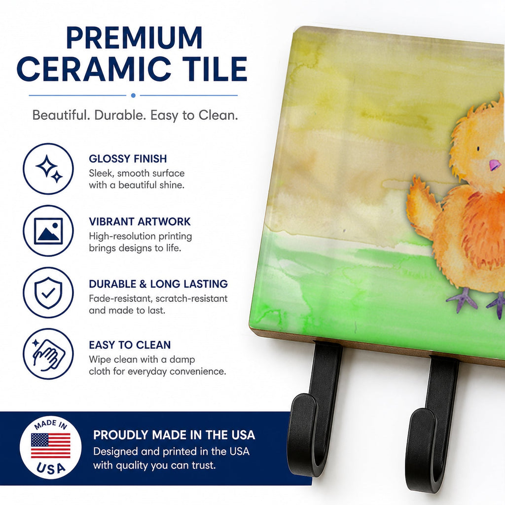 Chicken Watercolor Leash or Key Holder Wall Hooks, Coat Rack Wall Mount, for Hanging Keys, Towels, Aprons, Leashes