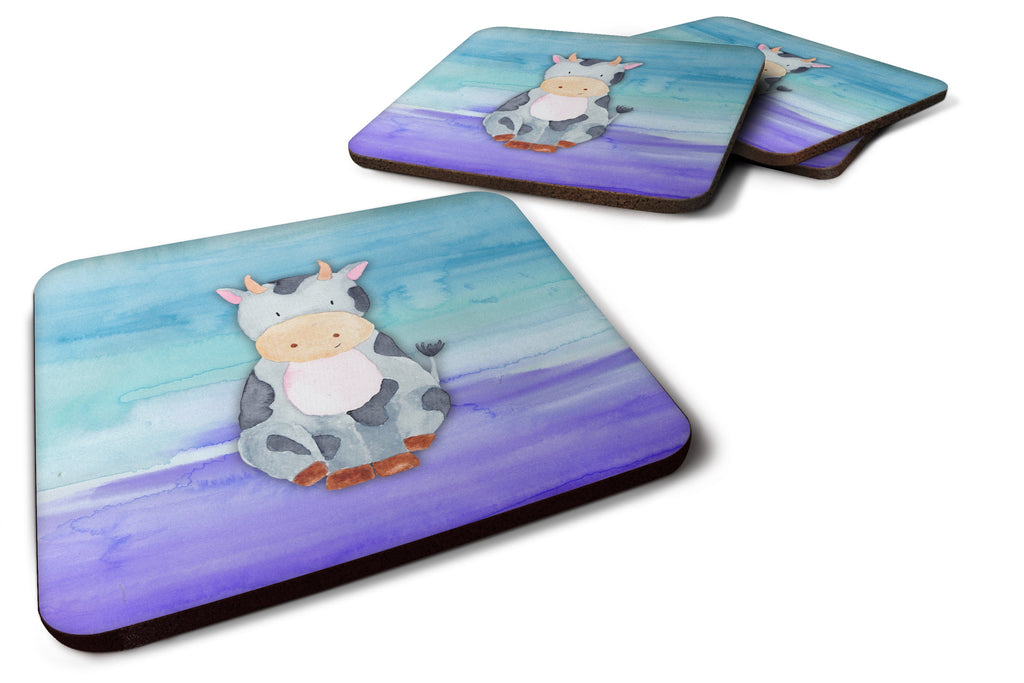 Cow Watercolor Foam Coasters Set of 4 Cup Coasters for Indoor Outdoor, Tabletop Protection, Anti Slip, Mouse pad Material