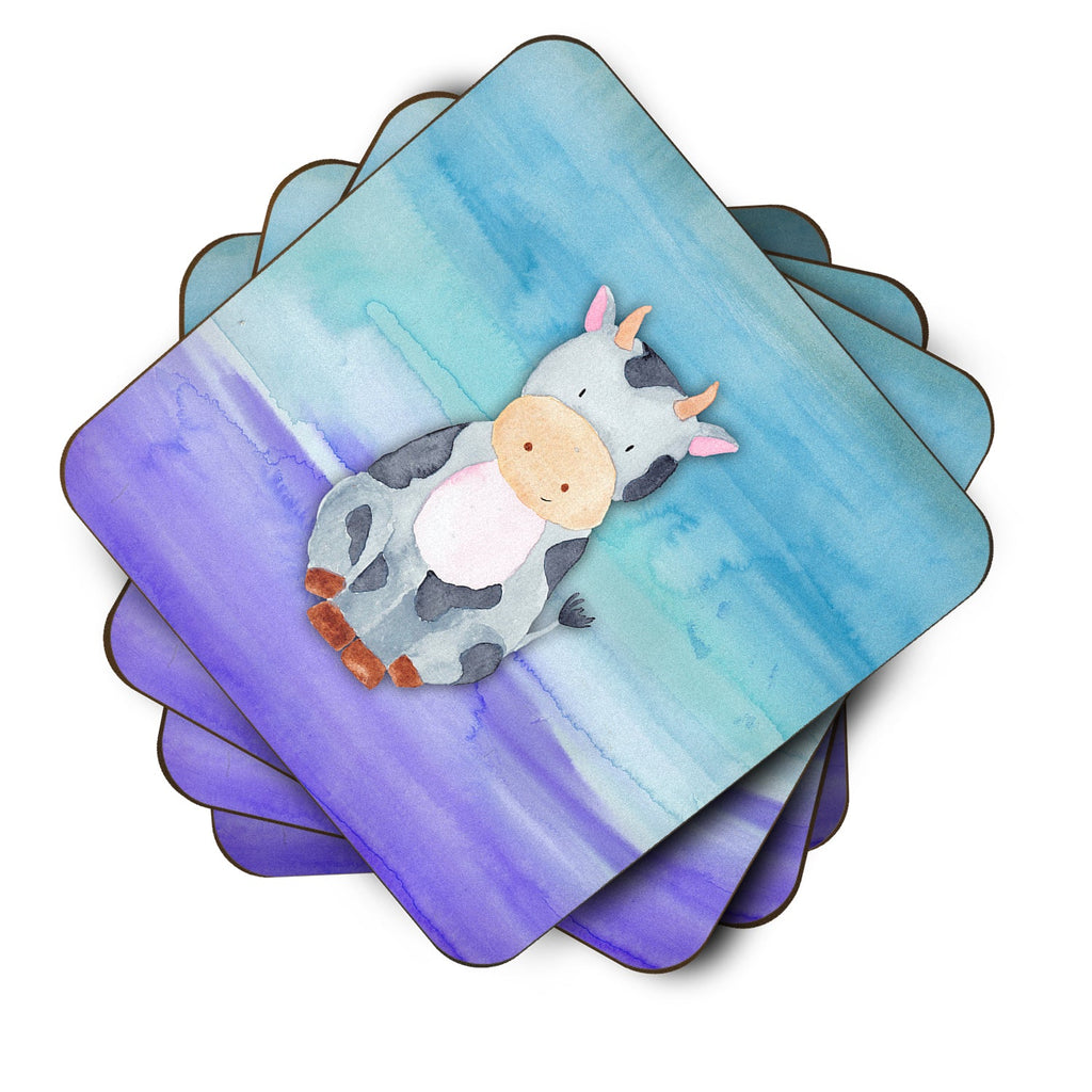 Cow Watercolor Foam Coasters Set of 4 Cup Coasters for Indoor Outdoor, Tabletop Protection, Anti Slip, Mouse pad Material