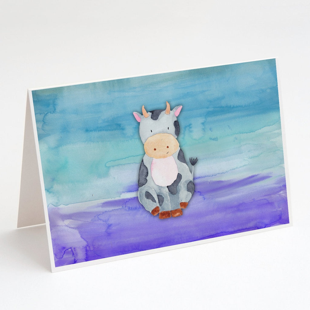 Cow Watercolor Greeting Cards Pack of 8 Blank Cards with Envelopes Whimsical A7 Size 5x7