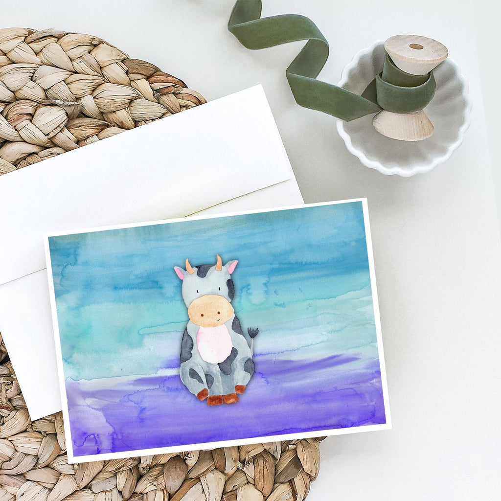 Cow Watercolor Greeting Cards Pack of 8 Blank Cards with Envelopes Whimsical A7 Size 5x7