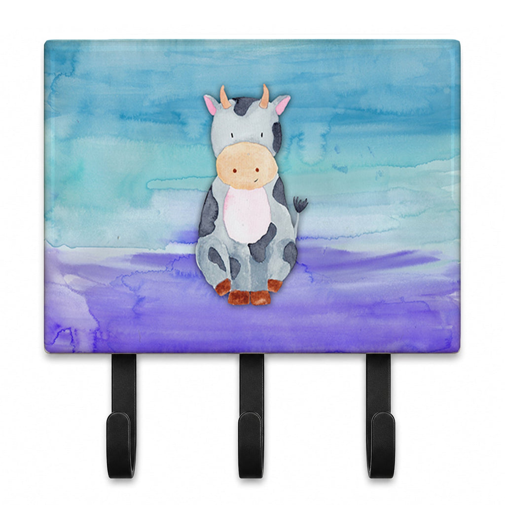 Cow Watercolor Leash or Key Holder Wall Hooks, Coat Rack Wall Mount, for Hanging Keys, Towels, Aprons, Leashes