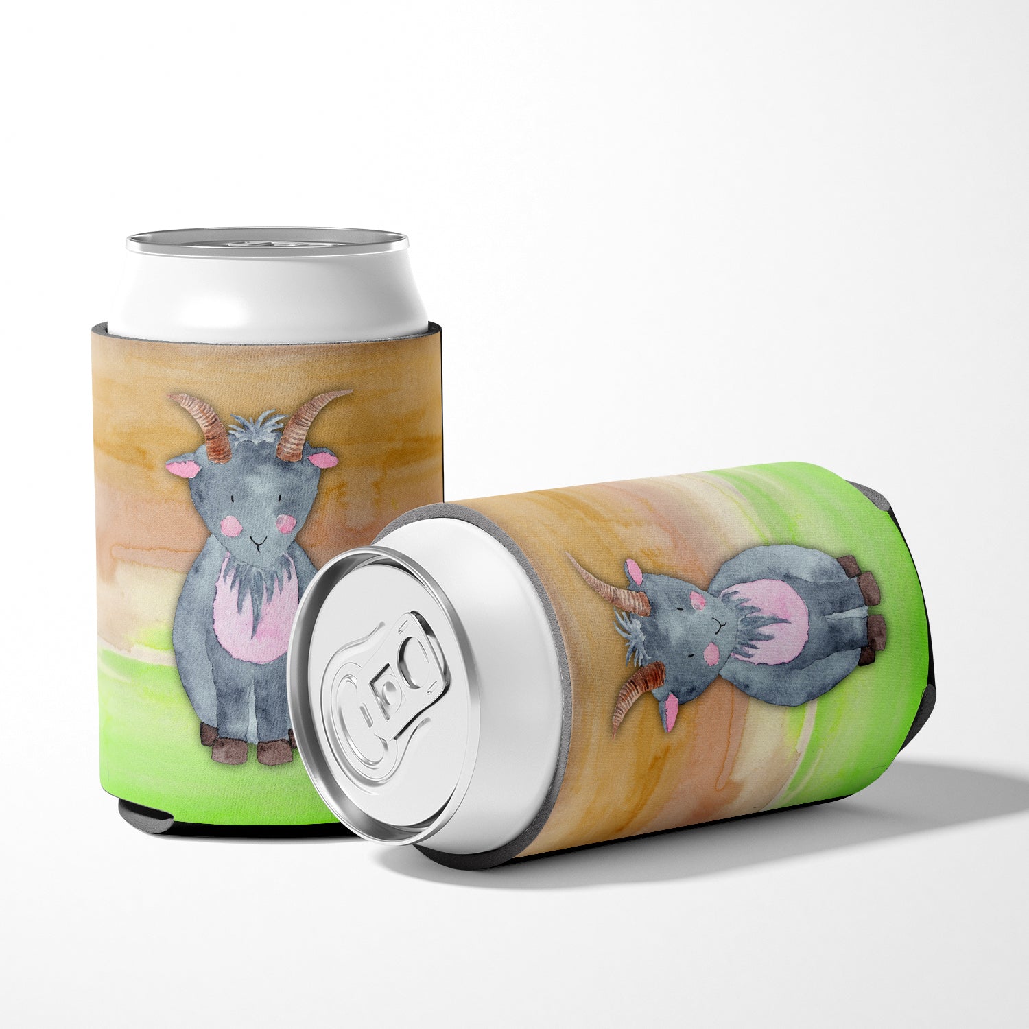 Goat Watercolor Can or Bottle Hugger Cooler Sleeve for Standard 12 oz Cans, Insulated Foam Beer & Soda Can Hugger Reusable