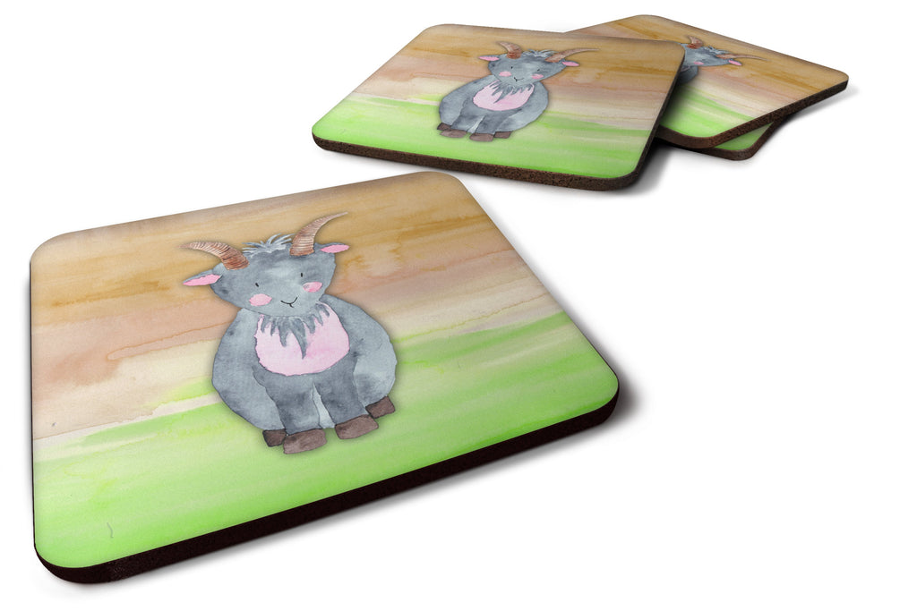 Goat Watercolor Foam Coasters Set of 4 Cup Coasters for Indoor Outdoor, Tabletop Protection, Anti Slip, Mouse pad Material