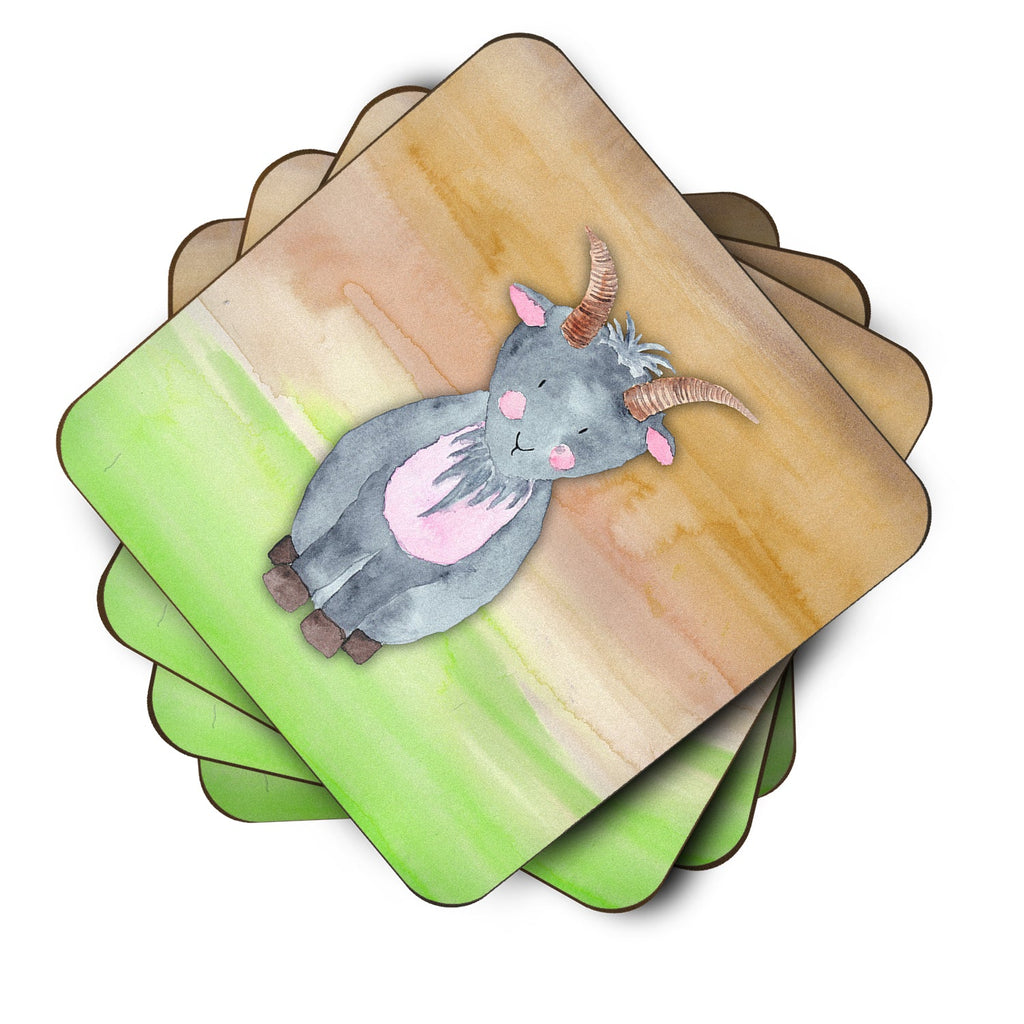 Goat Watercolor Foam Coasters Set of 4 Cup Coasters for Indoor Outdoor, Tabletop Protection, Anti Slip, Mouse pad Material
