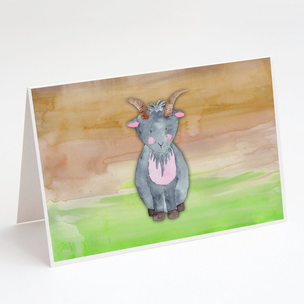 Goat Watercolor Greeting Cards Pack of 8 Blank Cards with Envelopes Whimsical A7 Size 5x7