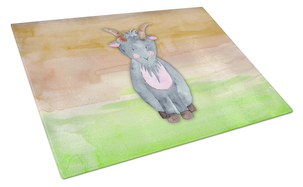 Goat Watercolor Cutting Board Tempered Glass Kitchen Cutting Surface, Heat Resistant Chopping, Non-Slip Feet, Food Prep & Serving
