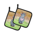 Goat Watercolor Pot Holder Set of 2 Heat Resistant Quilted Hot Pads 7.5 x 7.5 Inch, Insulated Kitchen Trivets for Cooking & Baking