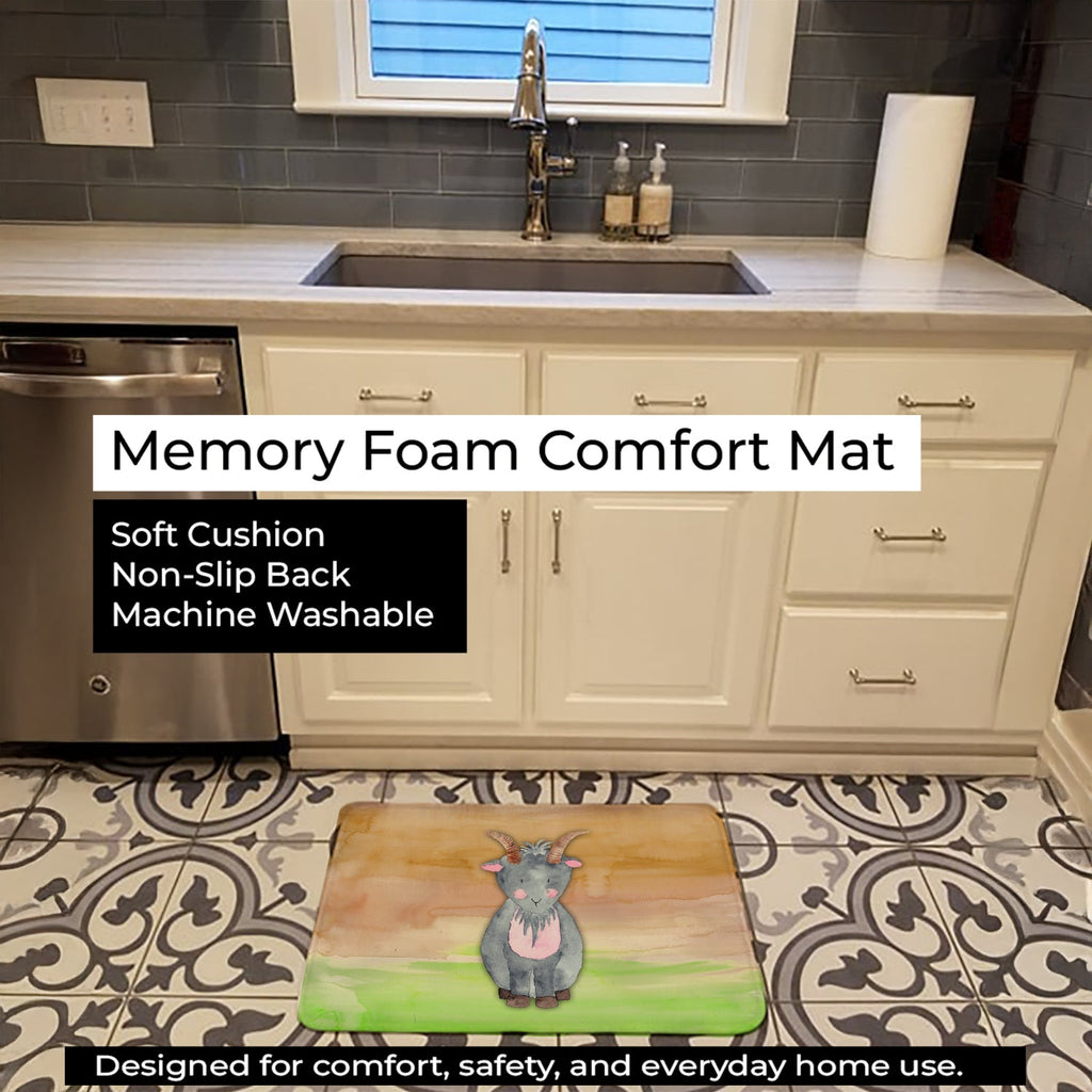 Goat Watercolor Memory Foam Kitchen Mat Machine Washable Anti-Fatigue Cushion Comfort Bath or Kitchen Rug