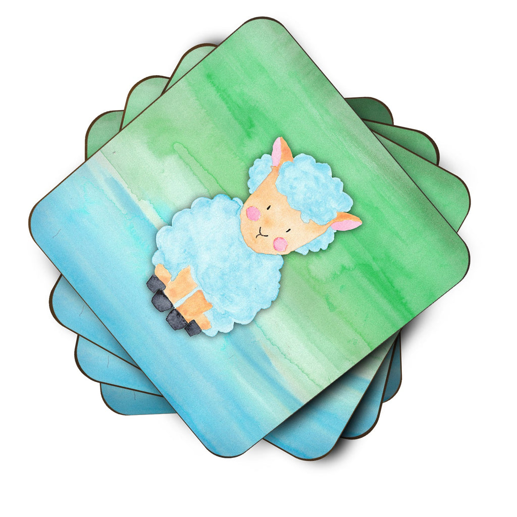 Sheep Lamb Watercolor Foam Coasters Set of 4 Cup Coasters for Indoor Outdoor, Tabletop Protection, Anti Slip, Mouse pad Material
