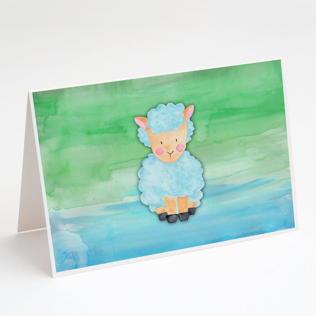 Sheep Lamb Watercolor Greeting Cards Pack of 8 Blank Cards with Envelopes Whimsical A7 Size 5x7