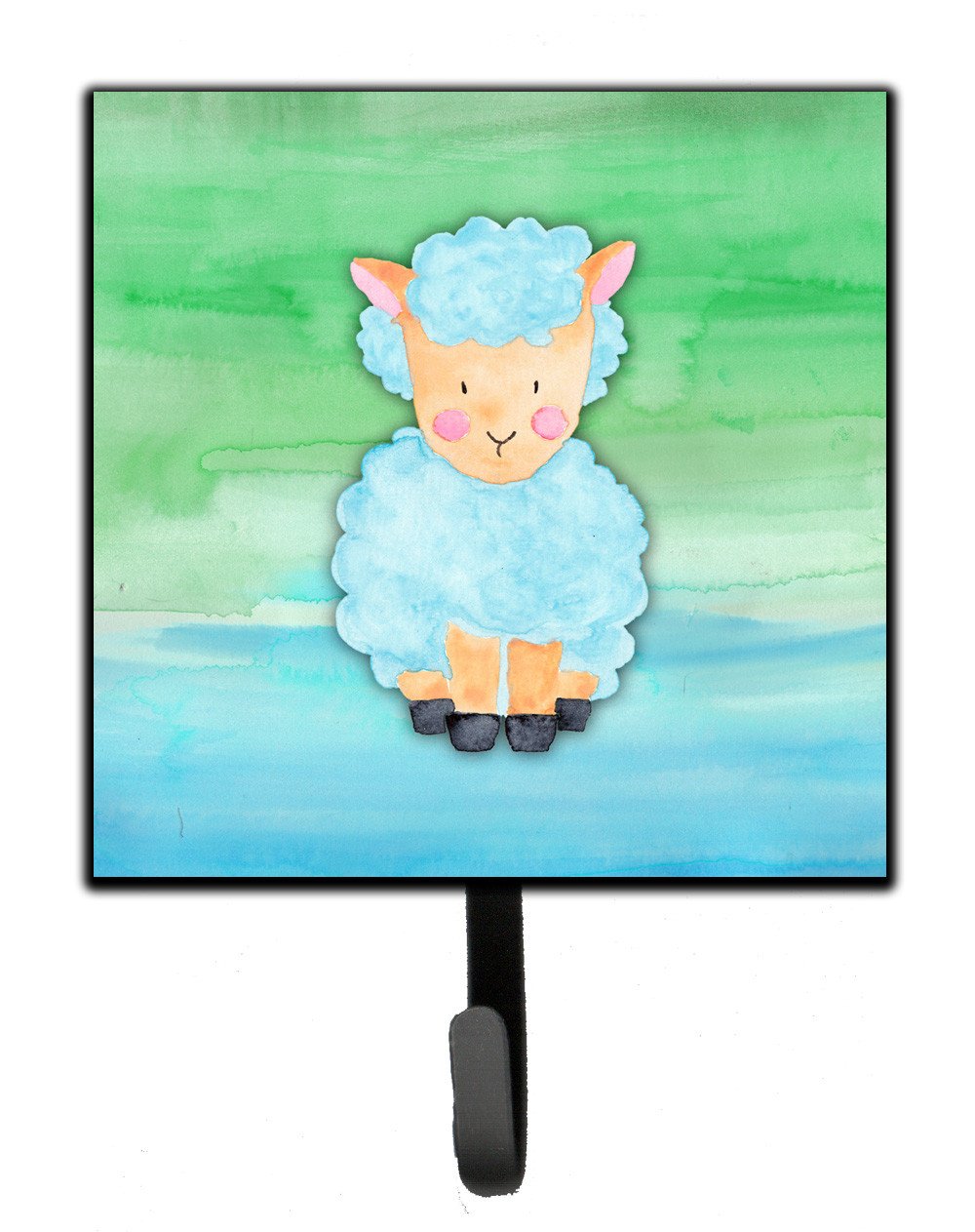 Sheep Lamb Watercolor Leash or Key Holder Wall Hooks, Key Hooks Holder, Coat Rack Wall Mount, Coat Hooks, Hooks for Hanging Keys, Towels, Aprons, Leashes