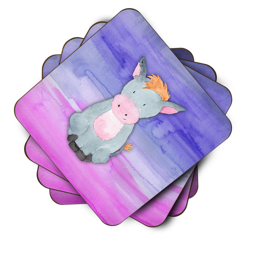 Donkey Watercolor Foam Coasters Set of 4 Cup Coasters for Indoor Outdoor, Tabletop Protection, Anti Slip, Mouse pad Material