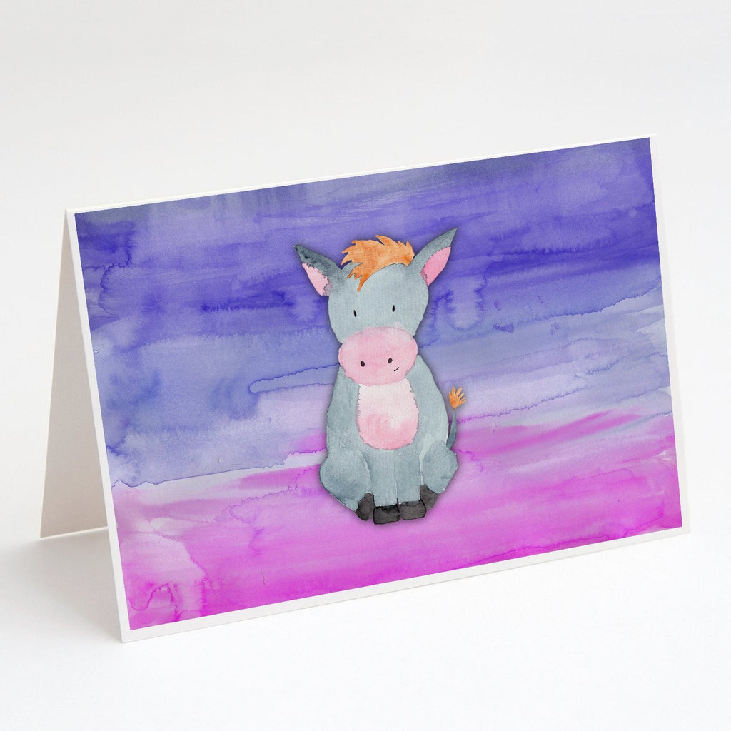 Donkey Watercolor Greeting Cards Pack of 8 Blank Cards with Envelopes Whimsical A7 Size 5x7