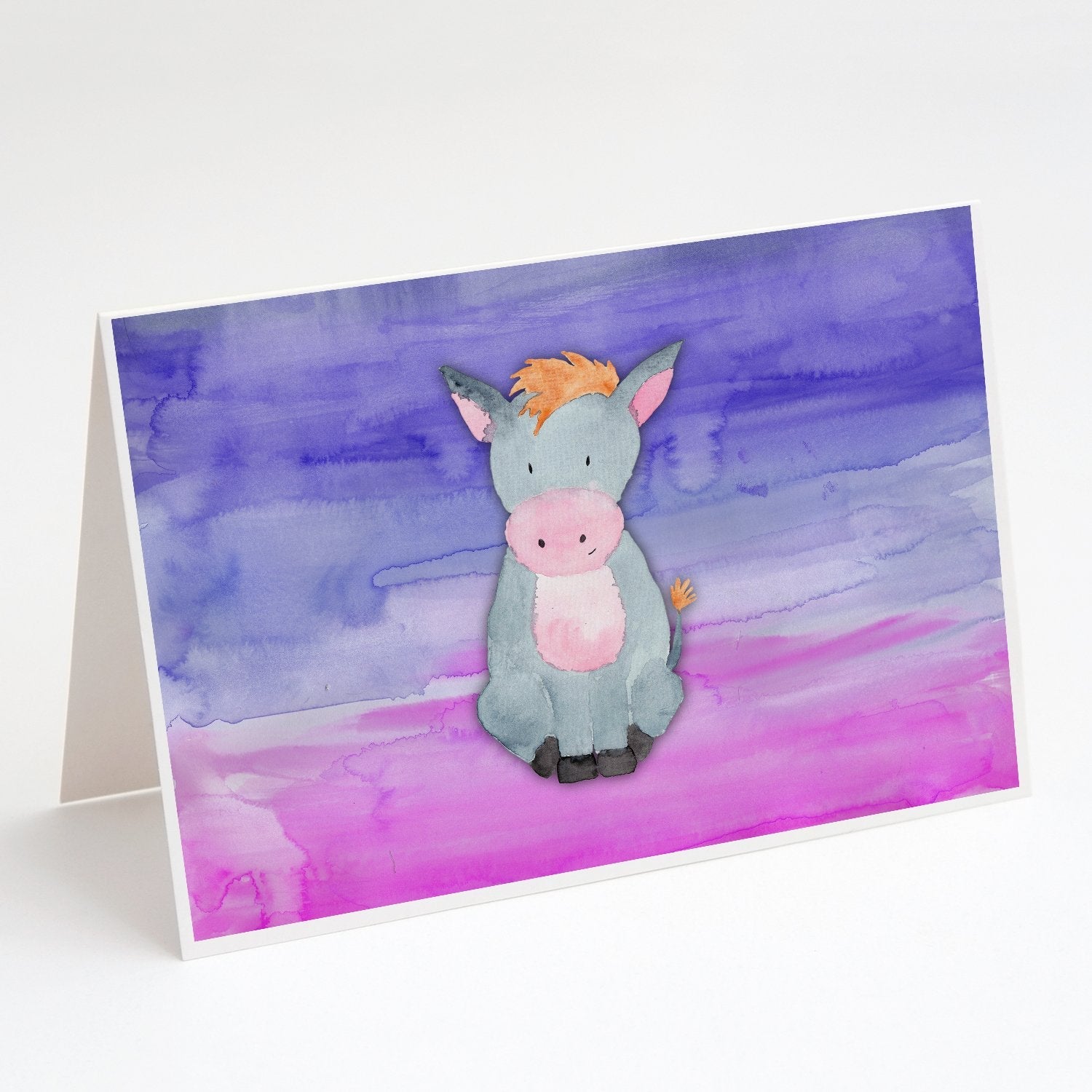 Donkey Watercolor Greeting Cards Pack of 8 Blank Cards with Envelopes Whimsical A7 Size 5x7
