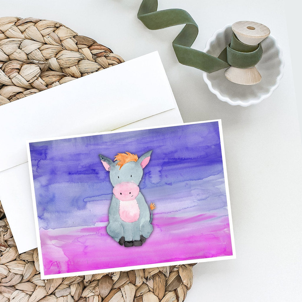 Donkey Watercolor Greeting Cards Pack of 8 Blank Cards with Envelopes Whimsical A7 Size 5x7