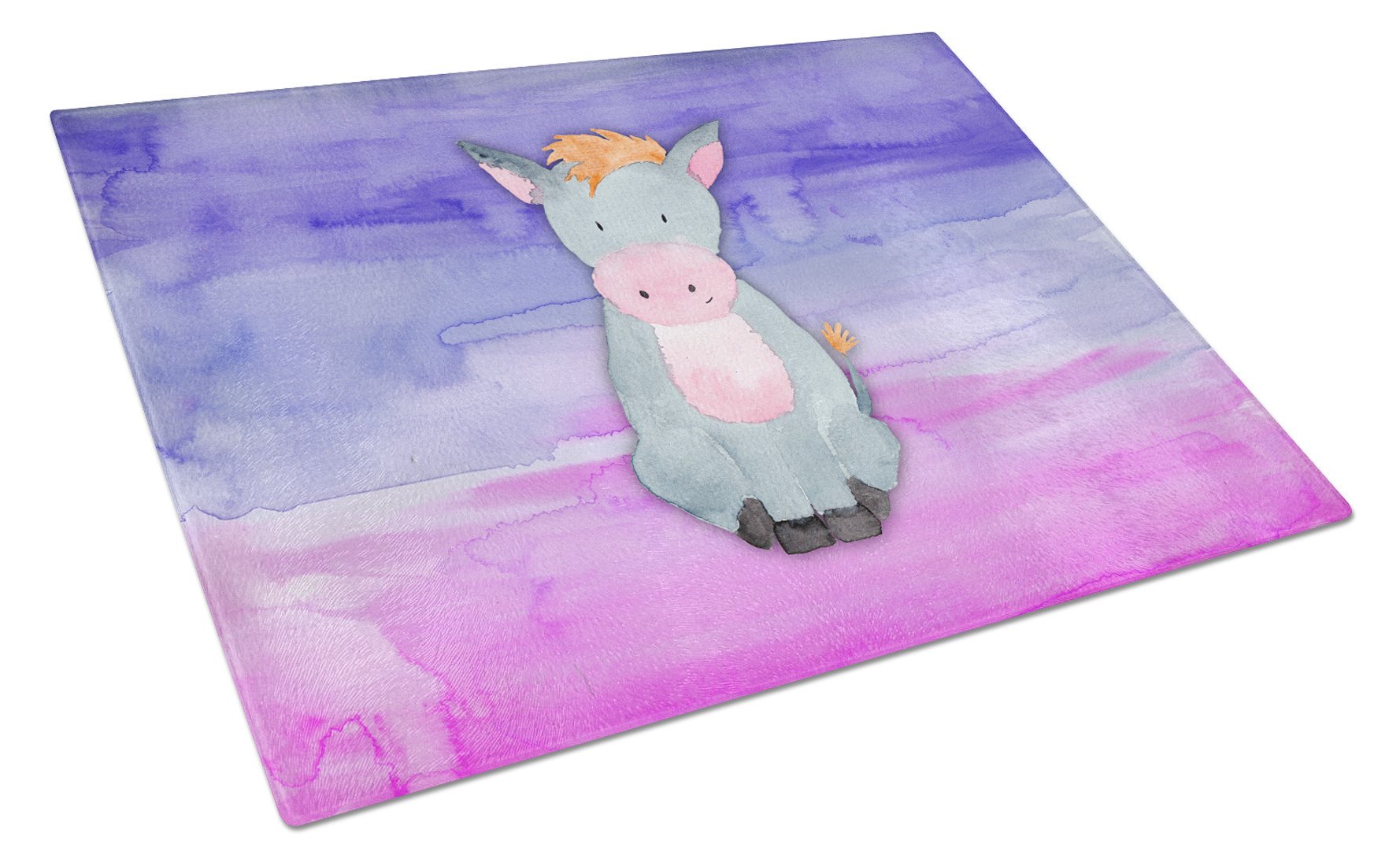 Donkey Watercolor Cutting Board Tempered Glass Kitchen Cutting Surface, Heat Resistant Chopping, Non-Slip Feet, Food Prep & Serving